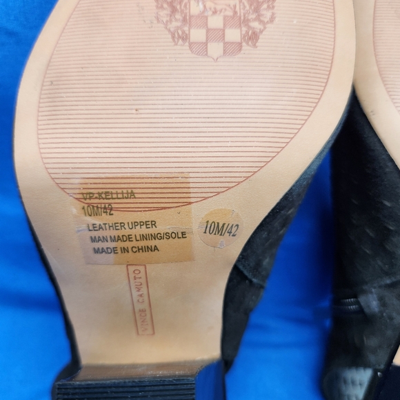 Vince Camuto Kellija Black Suede Open Toe Heels Size 10M - Picture 11 of 11